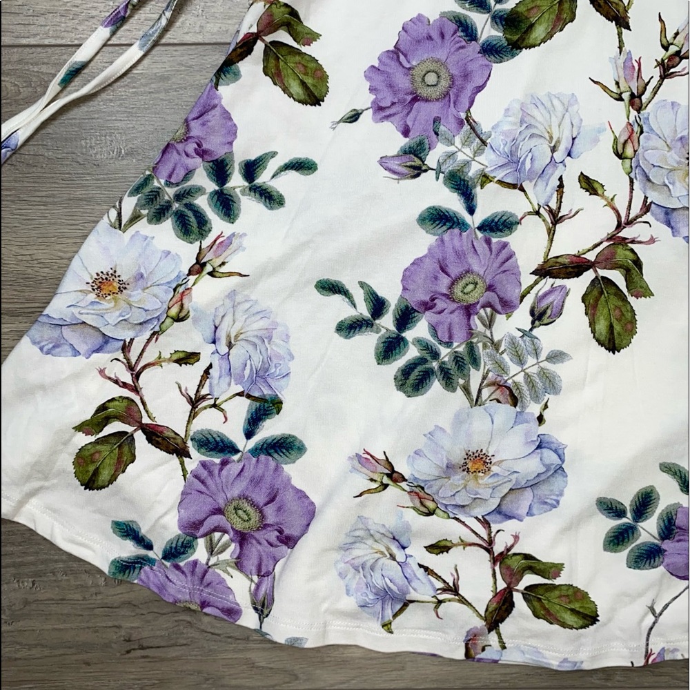 NWOT ASOS Faux Wrap Floral Dress Size 8 White Pruple - Picture 6 of 11